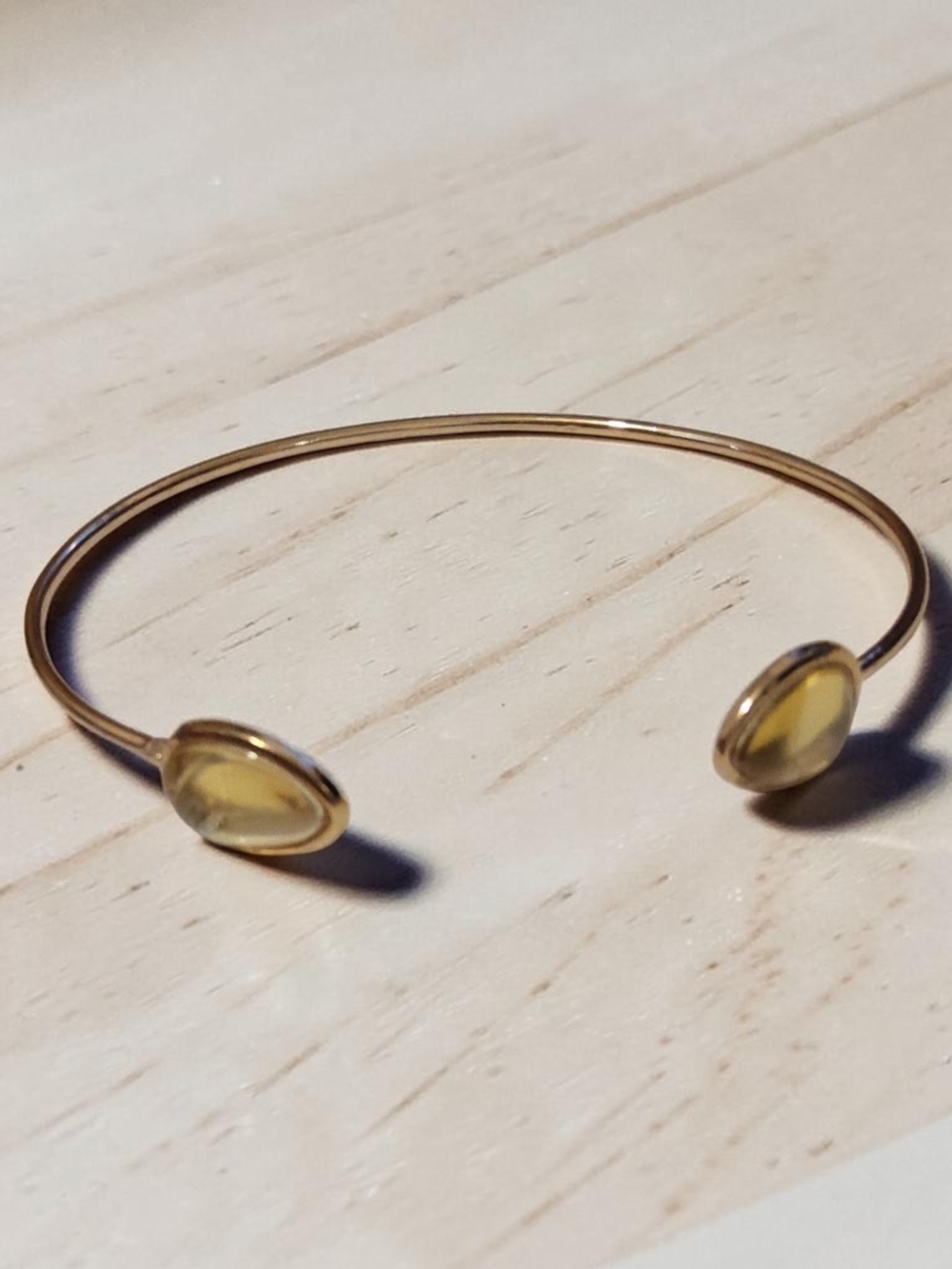 10 / $10 Elegant Gold-Tone Open Cuff Bracelet with Yellow Stone Accents